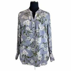 Kut from The Kloth XXL Tunic Floral Top Blouse Button Up